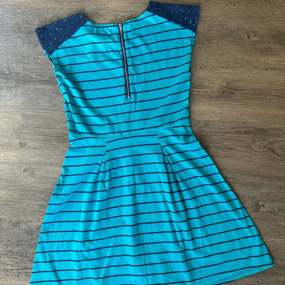 Red Camel Teal Striped Kids Dress